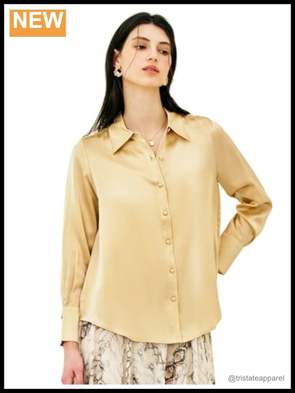 Silk Blouse Women Long Sleeve V-Neck Button Down Luxury